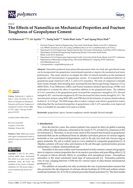 The Effects of Nanosilica on Mechanical Properties and Fracture Toughness of Geopolymer Cement