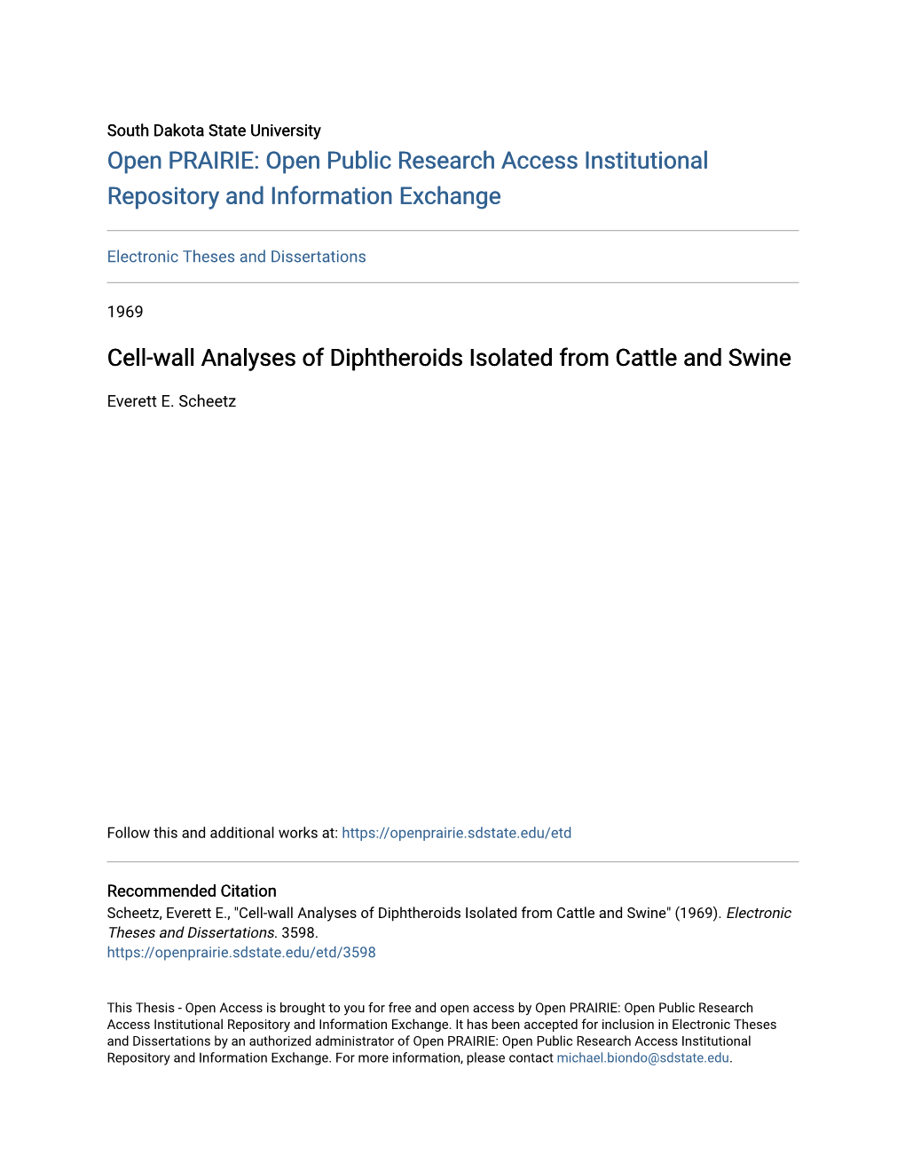 Cell-Wall Analyses of Diphtheroids Isolated from Cattle and Swine