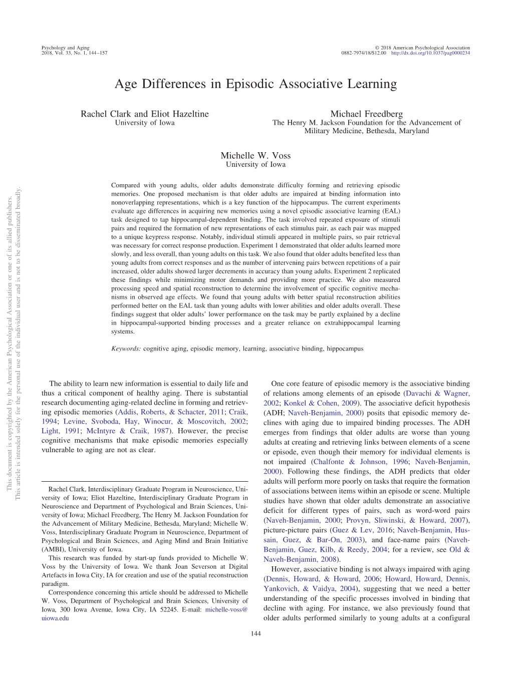 Age Differences in Episodic Associative Learning