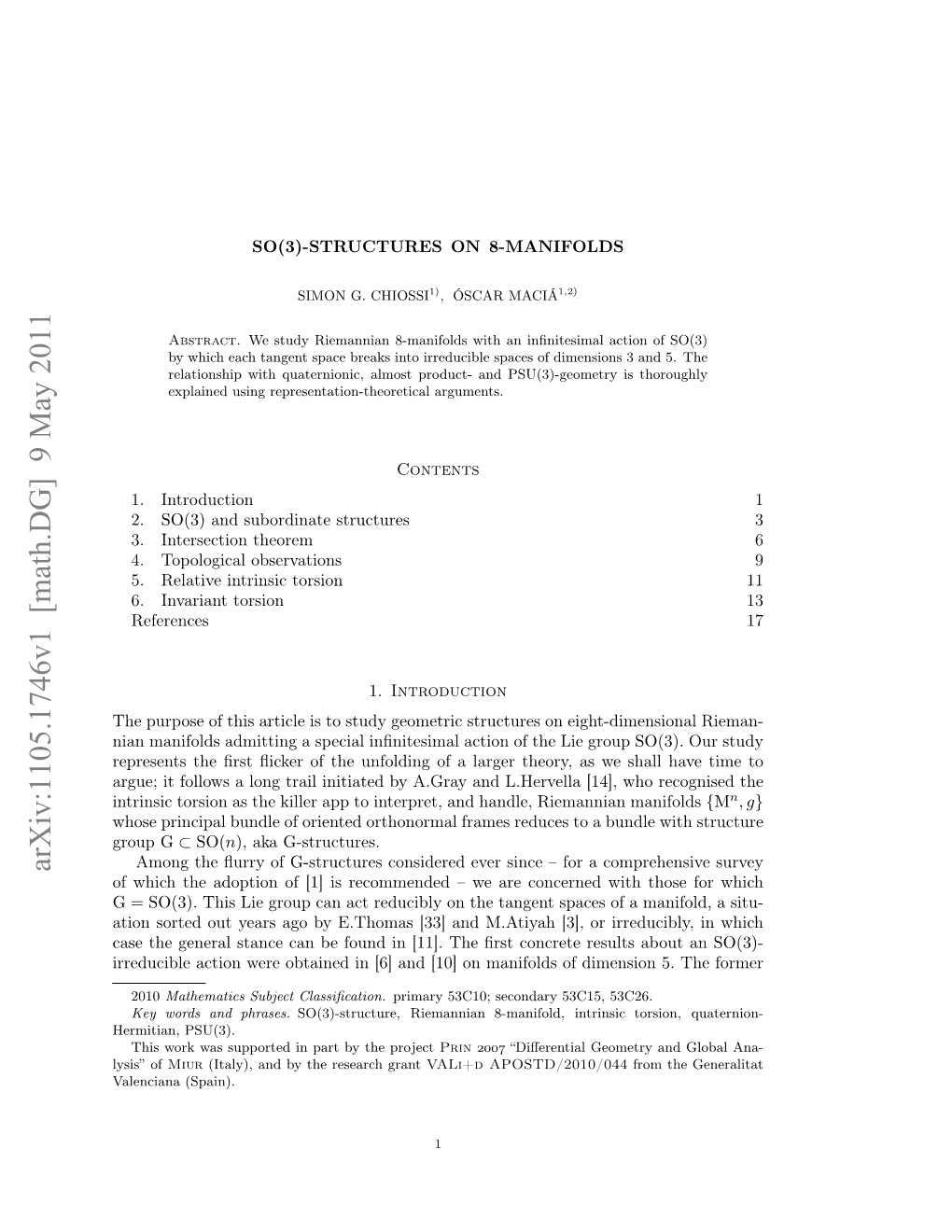 SO (3)-Structures on 8-Manifolds