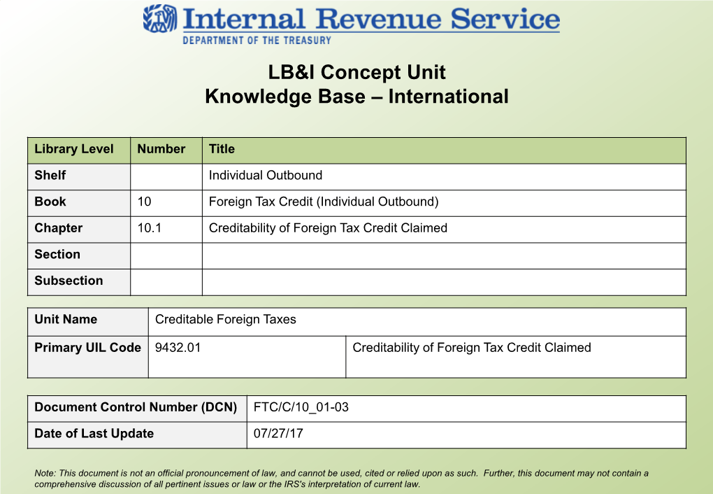 LB&I Concept Unit Knowledge Base