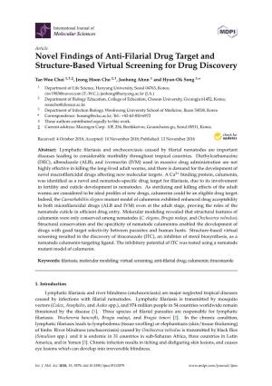 Novel Findings of Anti-Filarial Drug Target and Structure-Based Virtual Screening for Drug Discovery