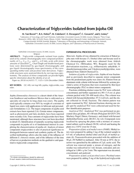 Characterization of Triglycerides Isolated from Jojoba Oil M