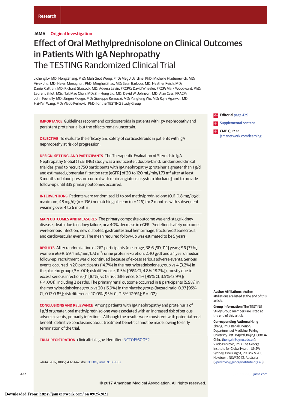 The TESTING Randomized Clinical Trial