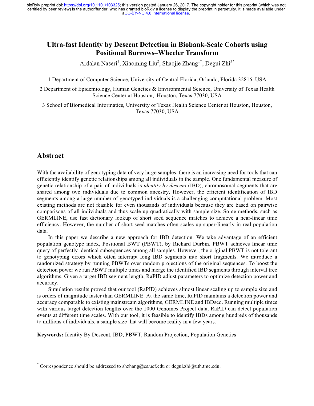 Ultra-Fast Identity by Descent Detection in Biobank-Scale Cohorts Using Positional Burrows–Wheeler Transform