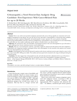 Cebranopadol, a Novel First-In-Class Analgesic Drug Candidate: First Experience with Cancer-Related Pain for up to 26 Weeks E