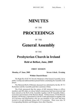Minutes of the General Assembly 2005