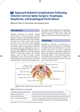 3 Approach-Related Complications Following Anterior Cervical Spine Surgery: Dysphagia, Dysphonia, and Esophageal Perforations
