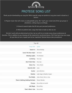 Protege Song List