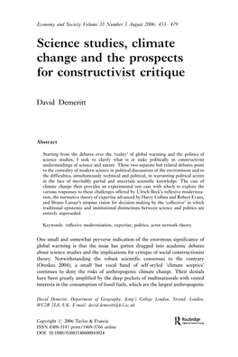 Science Studies, Climate Change and the Prospects for Constructivist Critique