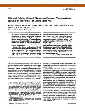 Effects of Calcium Channel Blockers on Coronary Vasoconstriction Induced