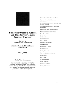 Alcohol & Drug Policy Report to the Governor