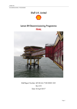 Shell U.K. Limited Leman BH Decommissioning Programme FINAL