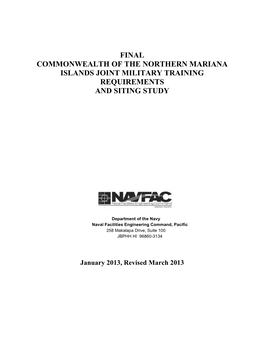 Commonwealth of the Northern Mariana Islands Joint Military Training Requirements and Siting Study