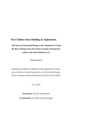 Post-Taliban State-Building in Afghanistan