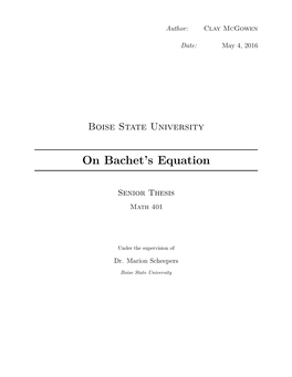 On Bachet's Equation