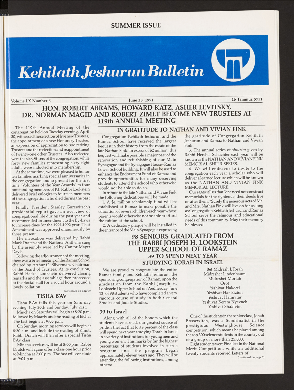 Kehilathjeshurunbulletin ©