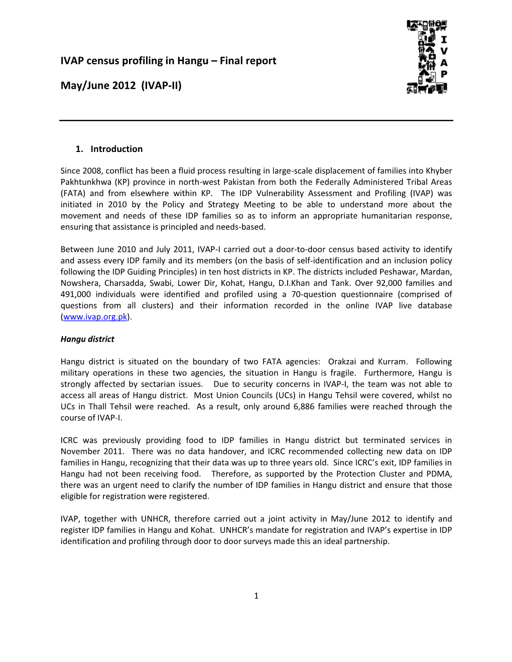 IVAP Census Profiling in Hangu – Final Report May/June 2012 (IVAP-II)