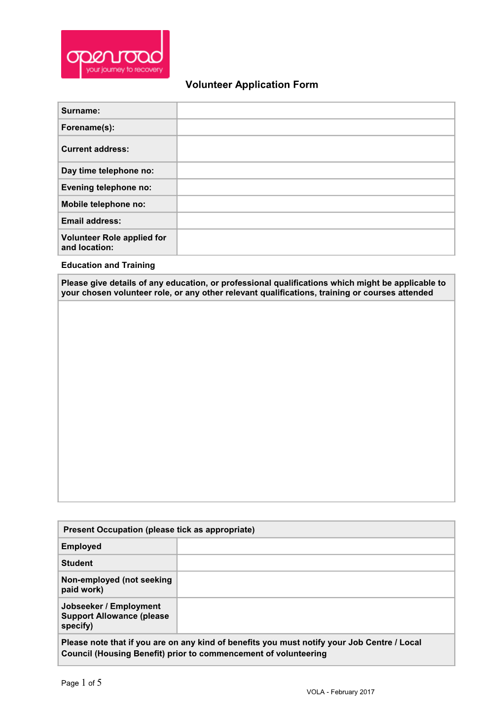 Volunteer Application Form s11