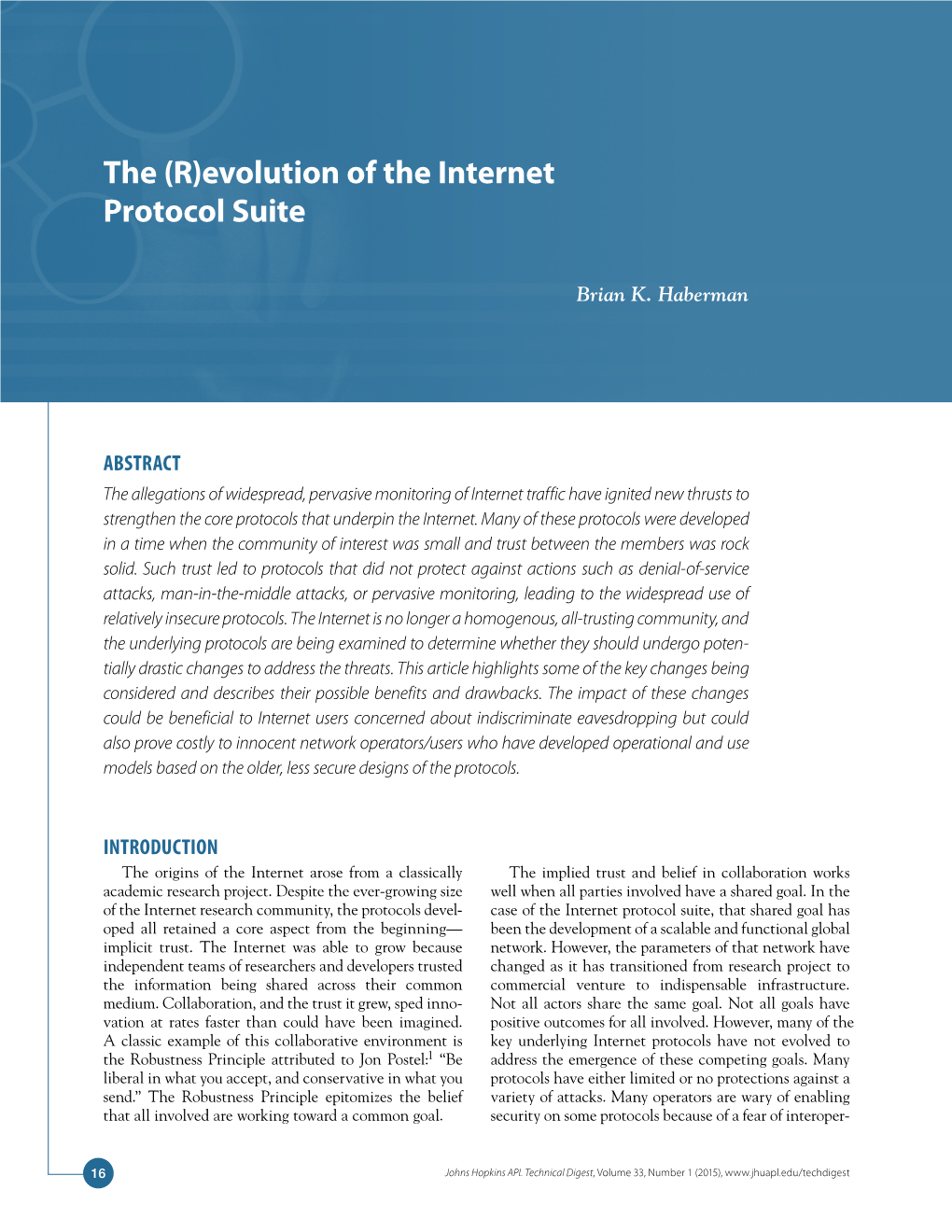 Evolution of the Internet Protocol Suite