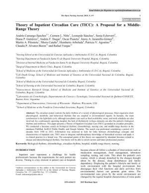 Theory of Inpatient Circadian Care (TICC): a Proposal for a Middle- Range Theory
