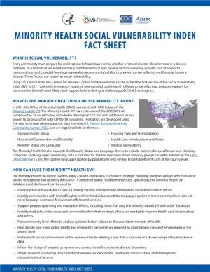 Minority Health Social Vulnerability Index Fact Sheet