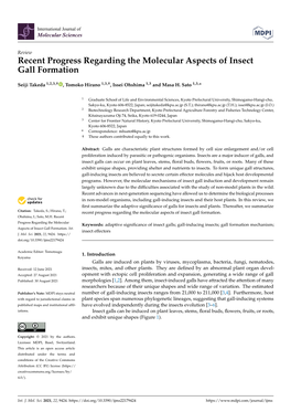 Review Recent Progress Regarding the Molecular Aspects of Insect Gall Formation