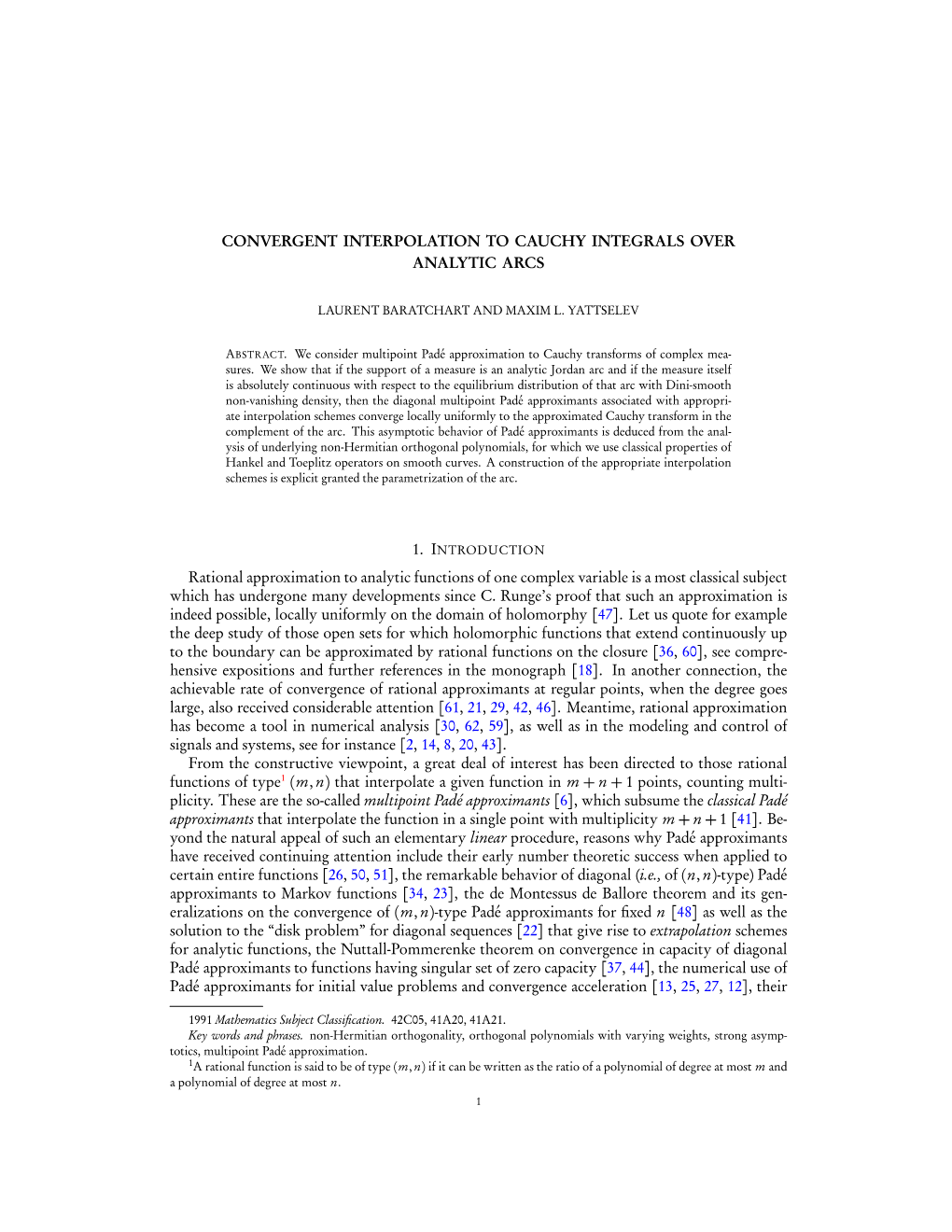 Convergent Interpolation to Cauchy Integrals Over Analytic Arcs
