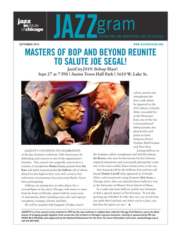 MASTERS of BOP and BEYOND Reunlte to SALUTE JOE SEGAL!