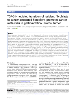 TGF-Β1-Mediated Transition of Resident Fibroblasts to Cancer-Associated