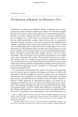 The Question of Realism: an Historian’S View