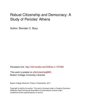 Robust Citizenship and Democracy: a Study of Pericles' Athens
