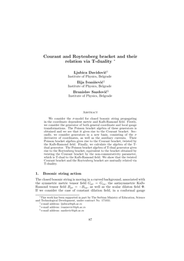Courant and Roytenberg Bracket and Their Relation Via T-Duality ∗