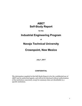 ABET Self-Study Report Industrial Engineering Program Navajo