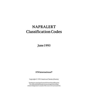 NAPRALERT Classification Codes