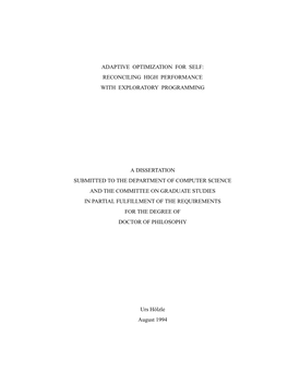 Adaptive Optimization for Self: Reconciling High Performance with Exploratory Programming