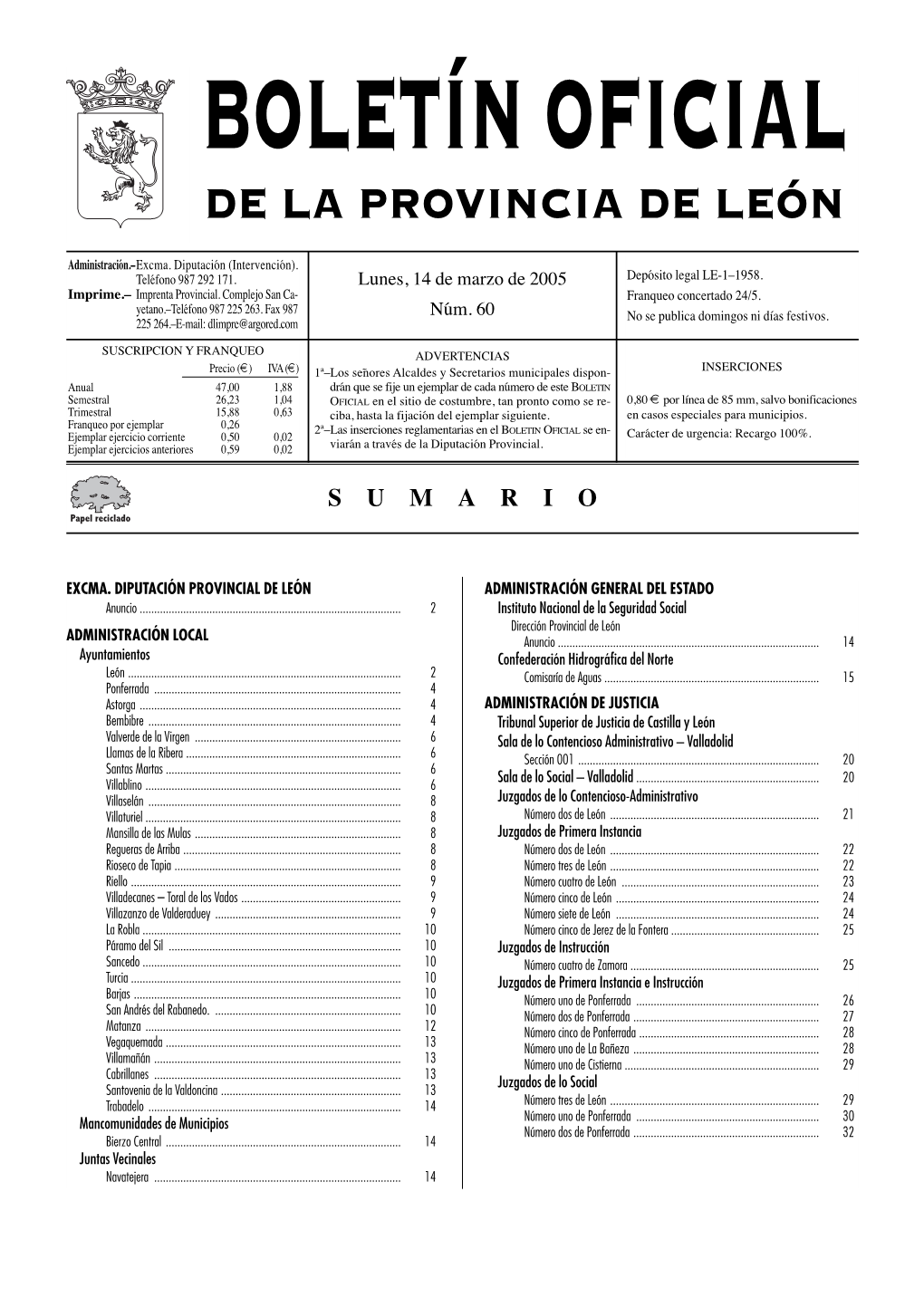 Boletín Oficial De La Provincia De León