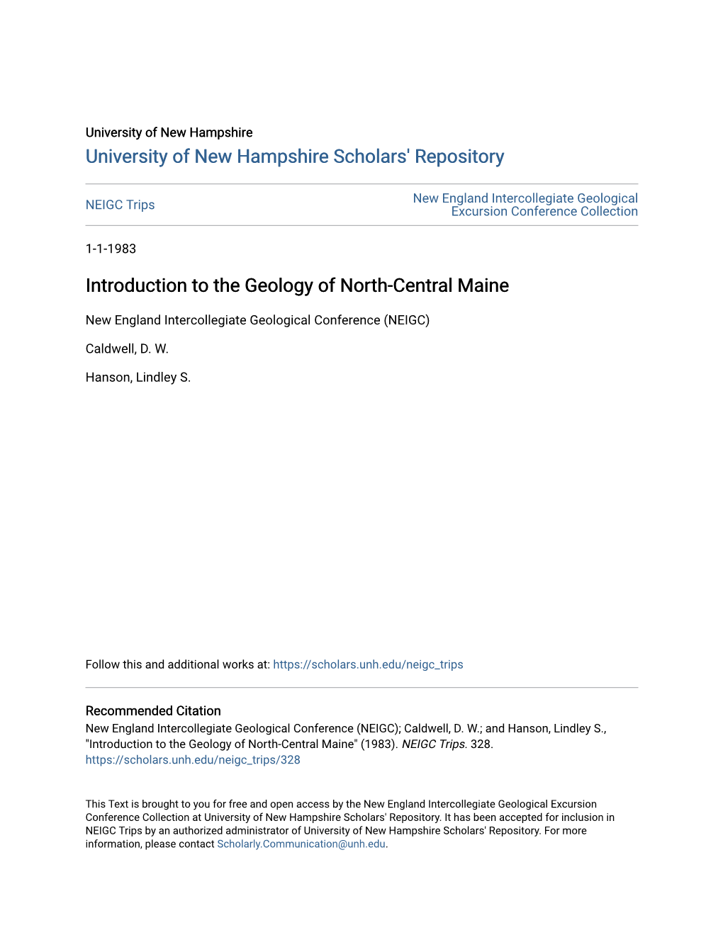 Introduction to the Geology of North-Central Maine