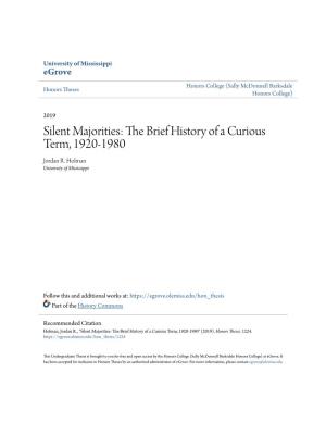 Silent Majorities: the Brief History of a Curious Term, 1920-1980