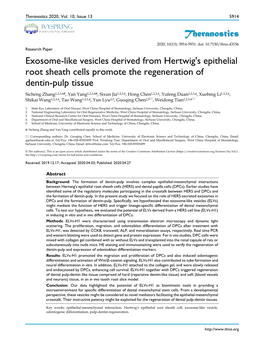 Theranostics Exosome-Like Vesicles Derived from Hertwig's Epithelial