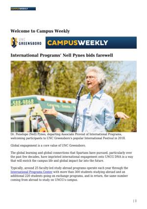 Campus Weekly International Programs' Nell Pynes Bids Farewell