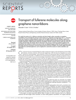 Transport of Fullerene Molecules Along Graphene Nanoribbons SUBJECT AREAS: Alexander V