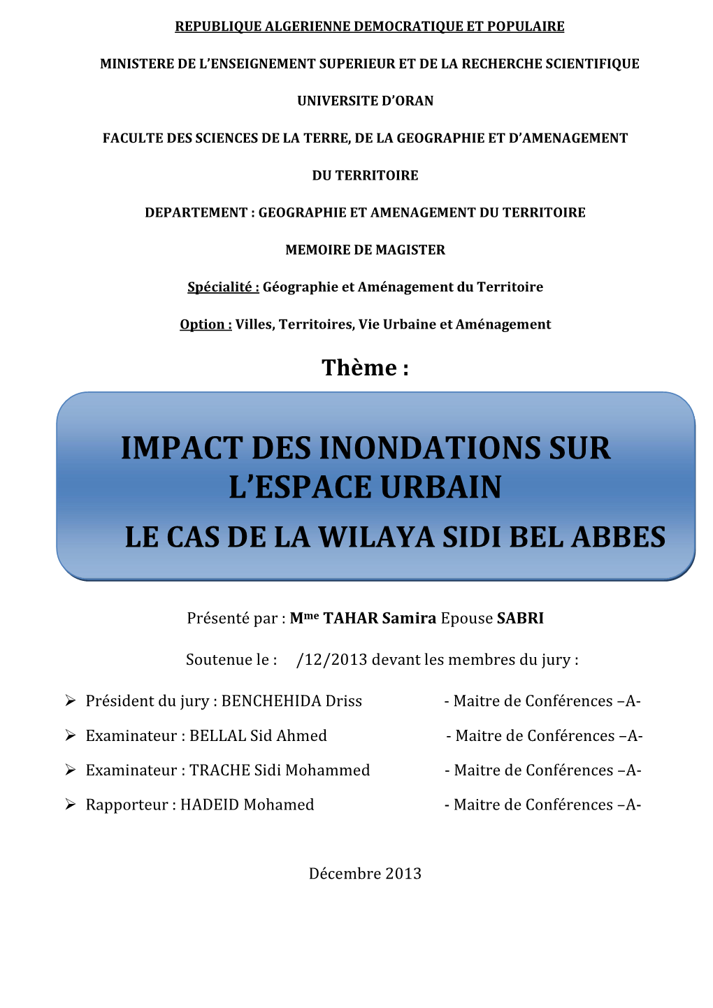 Impact Des Inondations Sur L'espace Urbain