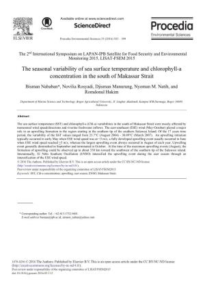 The Seasonal Variability of Sea Surface Temperature and Chlorophyll-A Concentration in the South of Makassar Strait