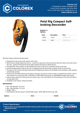 Petzl Rig Compact Self- Braking Descender