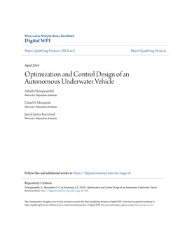 Optimization and Control Design of an Autonomous Underwater Vehicle Ashish Palooparambil Worcester Polytechnic Institute