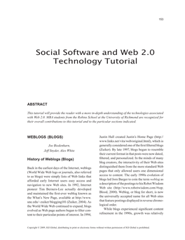 Social Software and Web 2.0 Technology Tutorial