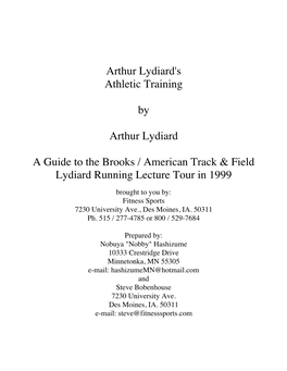 Arthur Lydiard's Athletic Training