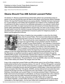 Obama Should Free AIM Activist Leonard Peltier