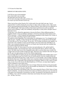 11/18 Letter Fro Father Bert IMPORTANT BREAKING NEWS I